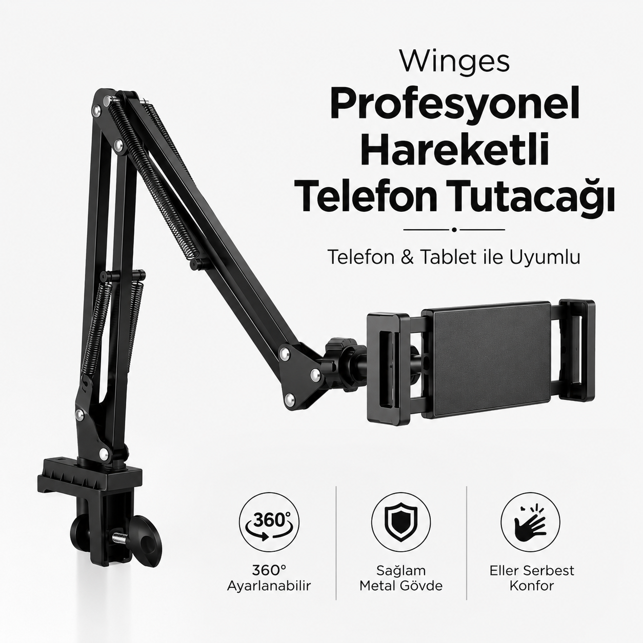 Winges® Profesyonel Hareketli Telefon Ve Tablet Tutucağı