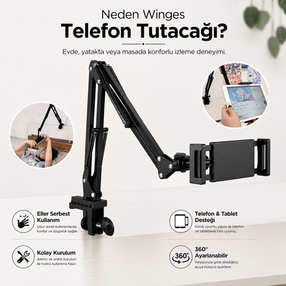 Winges® Profesyonel Hareketli Telefon Ve Tablet Tutucağı